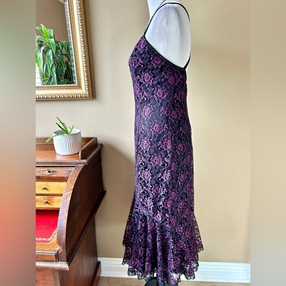 Vintage 90s Gunne Sax Jessica McClintock Lace Gown Cocktail Dress Whimsigoth S - Picture 4 of 10